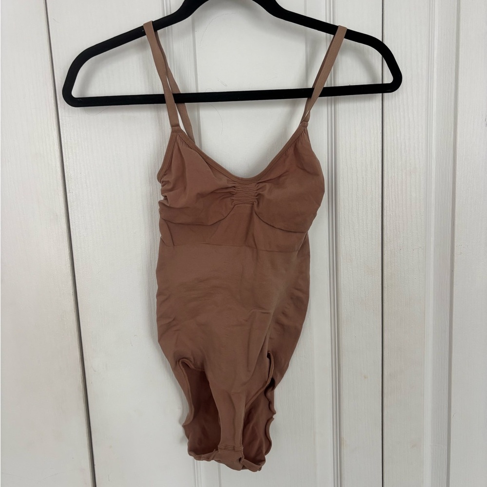 SKIMS Tan Bodysuit with Spaghetti Straps